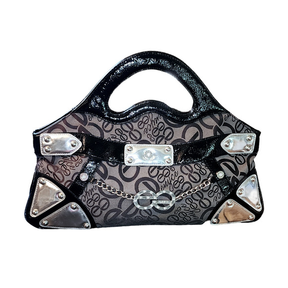 Enyce canvas and patent leather clutch evening bag purse handbag - Picture 1 of 9